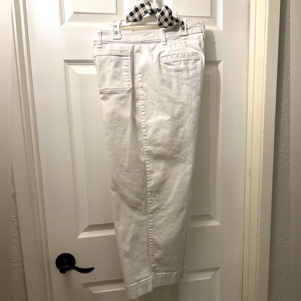 Talbots Flawless High Waist Crop White Jeans SZ 12. EUC